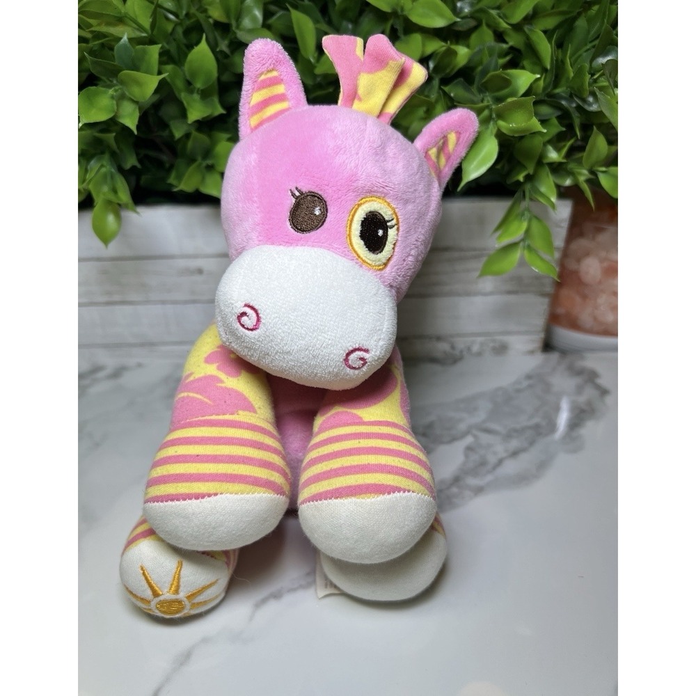 Rare Animal Alley Pink And Yellow Plush Giraffe Stuffie Sun Foot Toys r us 2007